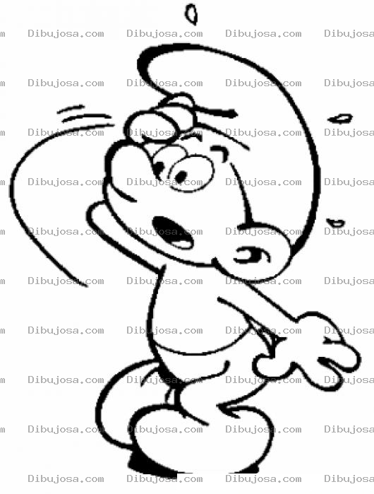 Dibujo para colorear Pitufo Preocupado Para Pintar Y Colorear