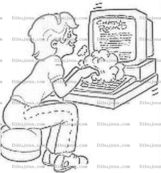 Dibujo para colorear Dibujo De Mujer Chateando Para Pintar Y Colorear Chica Tecleando Rapido Y Duro En La Computadora
