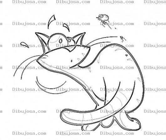 Dibujo para colorear Gato Con Pulgas Para Pintar Y Colorear A Un Gato Viendo A Una Pulga