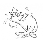 Dibujo para colorear Gato Con Pulgas Para Pintar Y Colorear A Un Gato Viendo A Una Pulga