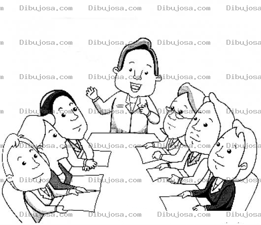 Dibujo para colorear Reunion De Negocios Para Pintar Y Colorear Una Reunion De Trabajo Con Ejecutivos Y Gerentes