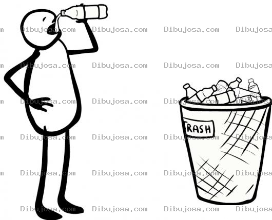 Dibujo para colorear Dibujo De Hombre Bebiendo Agua De La Basura Para Pintar Y Colorear