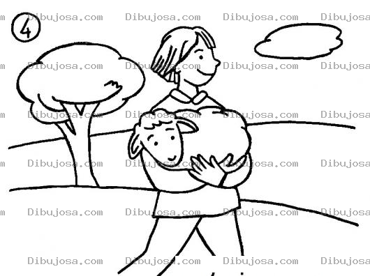 Dibujo para colorear Dibujo De Pastor Cargando Una Oveja Para Pintar Y Colorear