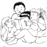 Dibujo para colorear Dibujo De Ninos Leyendo La Biblia Para Pintar Y Colorear