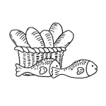 Dibujo para colorear Pescados Y Panes Para Pintar Y Colorear