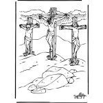 Dibujo para colorear Dibujo De Jesus Crucificado En Medio De Los Dos Ladrones Para Pintar Y Colorear