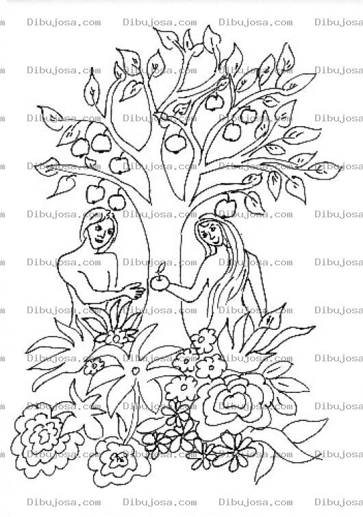 Dibujo para colorear Dibuko De Adan Y Eva Para Pintar Y Colorear