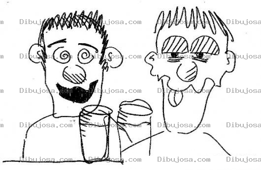 Dibujo para colorear Dibujo De 2 Borrachos Para Pintar Y Colorear Amigos Bebiendo