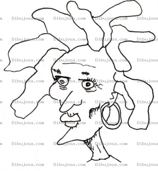 Dibujo para colorear Vieja Con Pelo De Medusa Para Pintar Y Colorear