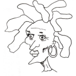 Dibujo para colorear Vieja Con Pelo De Medusa Para Pintar Y Colorear
