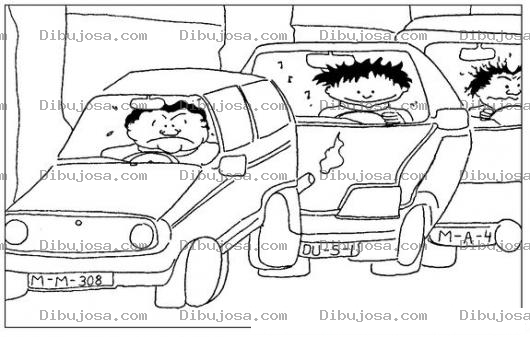 Dibujo para colorear Dibujo De Trafico Vehicular Para Pintar Y Colorear Cola De Carros Atascados