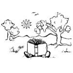 Dibujo para colorear Nino Leyendo Un Libro En El Campo Para Pintar Y Colorear