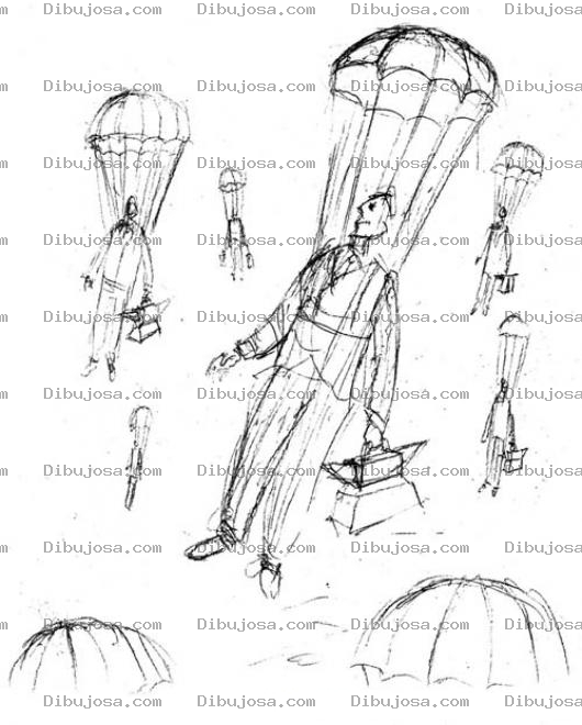 Dibujo para colorear Dibujo De Paracaidistas Con Maletin De Vendedo Para Pintar Y Colorear
