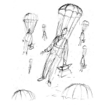 Dibujo para colorear Dibujo De Paracaidistas Con Maletin De Vendedo Para Pintar Y Colorear
