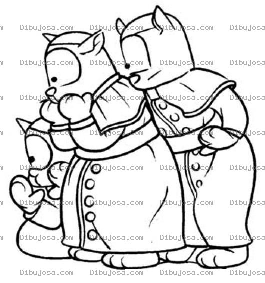 Dibujo para colorear Dibujo De Ositos Con Mascaras De Gatos Para Pintar Y Colorear