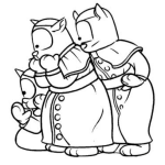 Dibujo para colorear Dibujo De Ositos Con Mascaras De Gatos Para Pintar Y Colorear