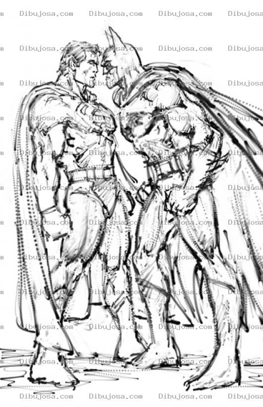 Dibujo para colorear Dibujo De Superman Versus Batman Para Pintar Y Colorear