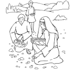 Dibujo para colorear Dibujo De Los Israelitas Recojiendo Mana Del Cielo En El Desierto Para Pintar Y Colorear Dibujo Cristiano Del Manna