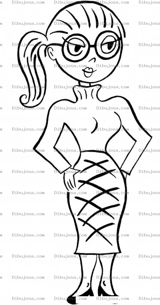 Dibujo para colorear Dibujo De Profesora Bonita Para Pintar Y Colorear A Una Linda Maestra Con Anteojos Y Falda Larga