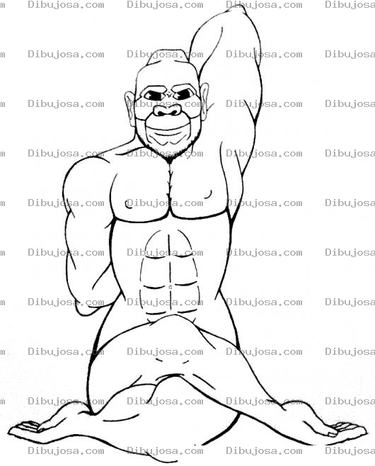 Dibujo para colorear Dibujo De Simio Haciendo Yoga Para Pintar Y Colorear Al Mono Contorsionista