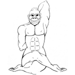 Dibujo para colorear Dibujo De Simio Haciendo Yoga Para Pintar Y Colorear Al Mono Contorsionista