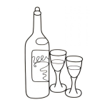 Dibujo para colorear Dibujo De Una Botella De Vino Y Un Para De Copas Para Pintar Y Colorear