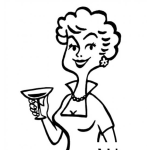 Dibujo para colorear Mujer Tomando Vino Para Pontar Y Colorear