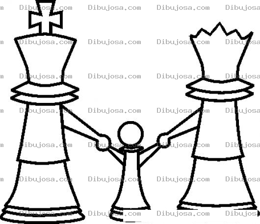 Dibujo para colorear Dibujo De Piezas De Ajedrez Para Pintar Y Colorear Al Rey A La Reina Y A Un Peon