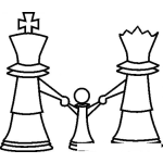 Dibujo para colorear Dibujo De Piezas De Ajedrez Para Pintar Y Colorear Al Rey A La Reina Y A Un Peon
