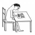 Dibujo para colorear Dibujo De Hombre Enojado Escribiendo En Ingles Estoy Muy Feliz En Una Hoja De Papel Para Pintar Y Colorear