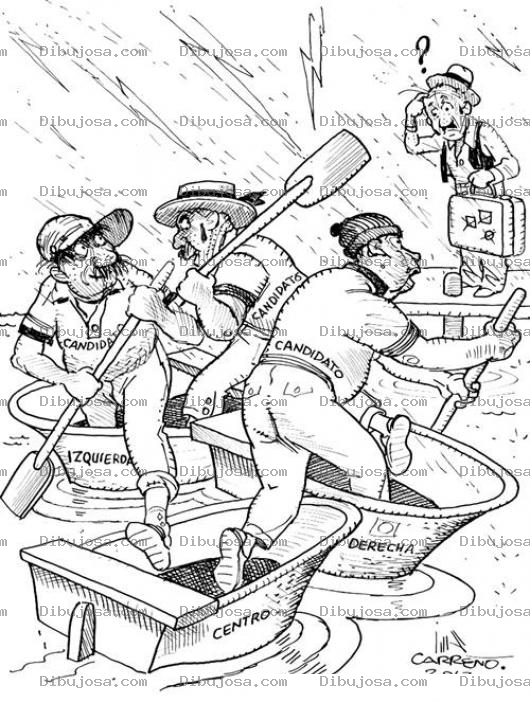 Dibujo para colorear Dibujo Para Pintar Politicos Cambiandose De Lancha De Izquierda A Centro Y A Derecha Y El Pueblo Viendo