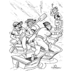 Dibujo para colorear Dibujo Para Pintar Politicos Cambiandose De Lancha De Izquierda A Centro Y A Derecha Y El Pueblo Viendo