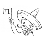 Dibujo para colorear Dibujo De Mexicano Con Sombrero Charro Y Con La Bandera De Mexico Para Pintar Y Colorear