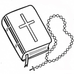Dibujo para colorear Dibujo De Biblia Con Rosario Para Pintar Y Colorear