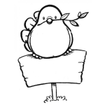 Dibujo para colorear Dibujo De Un Pajarito Sobre Un Letrero Para Pintar Y Colorear