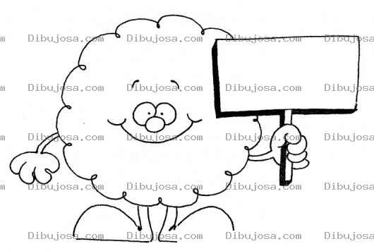Dibujo para colorear Dibujo De Nube Con Cartel Para Pintar Y Colorear