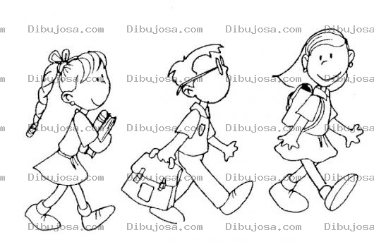 Dibujo para colorear Dibujo De Ninos Caminando Hacia La Escuela Para Pintar Y Colorear