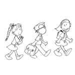 Dibujo para colorear Dibujo De Ninos Caminando Hacia La Escuela Para Pintar Y Colorear
