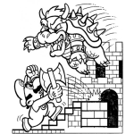 Dibujo para colorear Dibujo De Mario Bros Peleando Con El Dragon Bowser En El Castillo Para Pintar Y Colorear