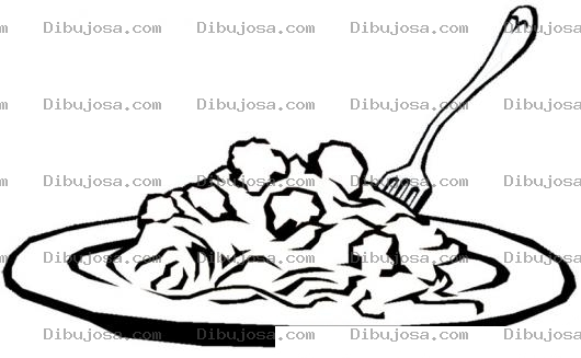 Dibujo para colorear Pintar un plato de spageti