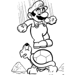 Dibujo para colorear Dibujo De Mariobros Saltando Sobre Una Tortuga Para Pintar Y Colorear
