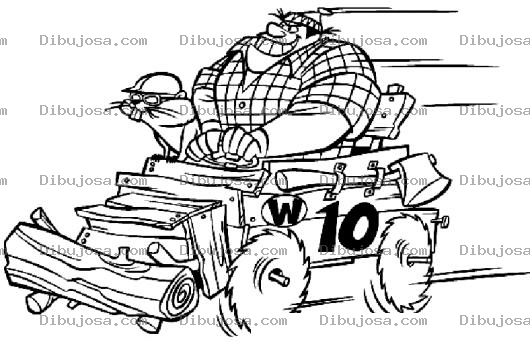 Dibujo para colorear Dibujo Del Carro De Rufus Con Ruedas De Sierra Para Pintar Y Colorear