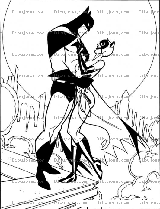 Dibujo para colorear Dibujo De Batman Y Gatubela Para Pintar Y Colorear