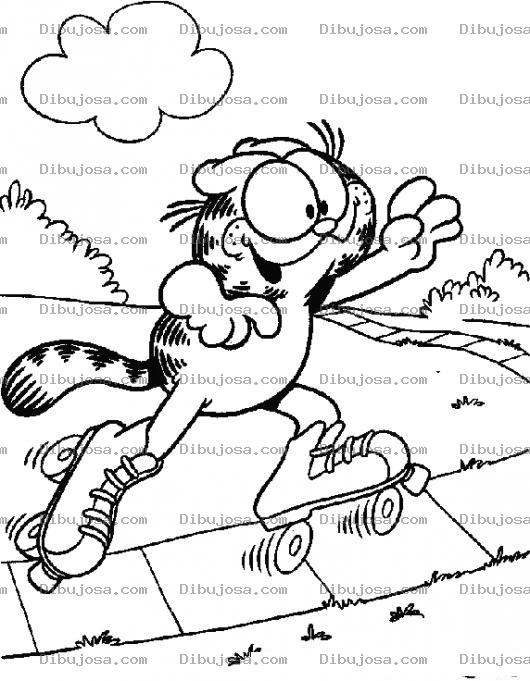 Dibujo para colorear Dibujo De Garfield Con Patines Para Pintar Y Colorear