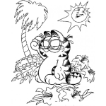 Dibujo para colorear Dibujo De Garfield En La Playa Con Anteojos Para Pintar Y Colorear