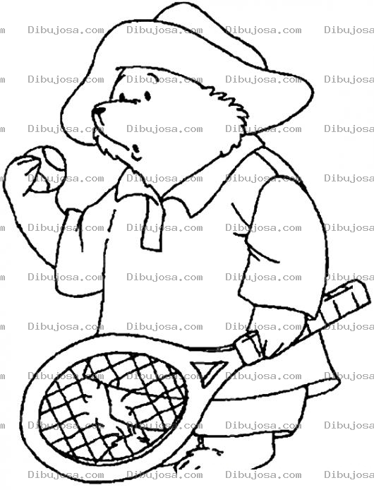 Dibujo para colorear Osito Paddington Jugando Tennis Para Pintar Y Colorear