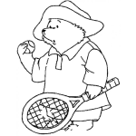 Dibujo para colorear Osito Paddington Jugando Tennis Para Pintar Y Colorear