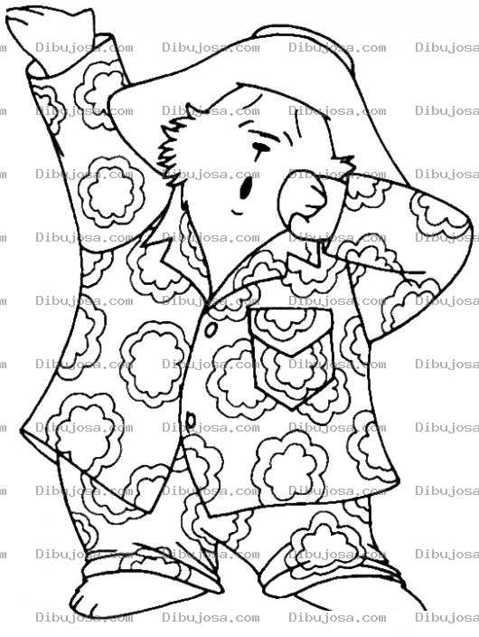 Dibujo para colorear Dibujo De Osito Padington En Pijama Para Pintar Y Colorear