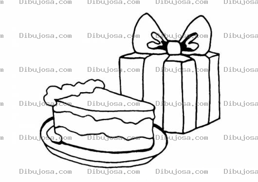 Dibujo para colorear Colorear pastel y regalo