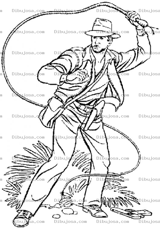 Dibujo para colorear Dibujo De Indiana Jones Con Su Latigo Para Pintar Y Colorear